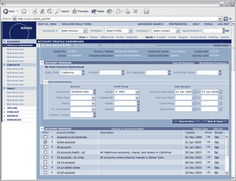 example of a web application UI design
